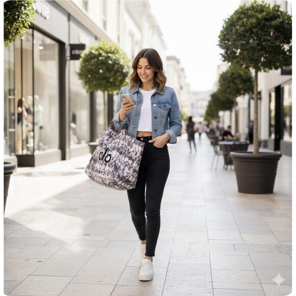 Alo Yoga Large Tote Bag Womens One Size Gray Tie Dye Logo Beach Gym Shopping - Picture 12 of 12
